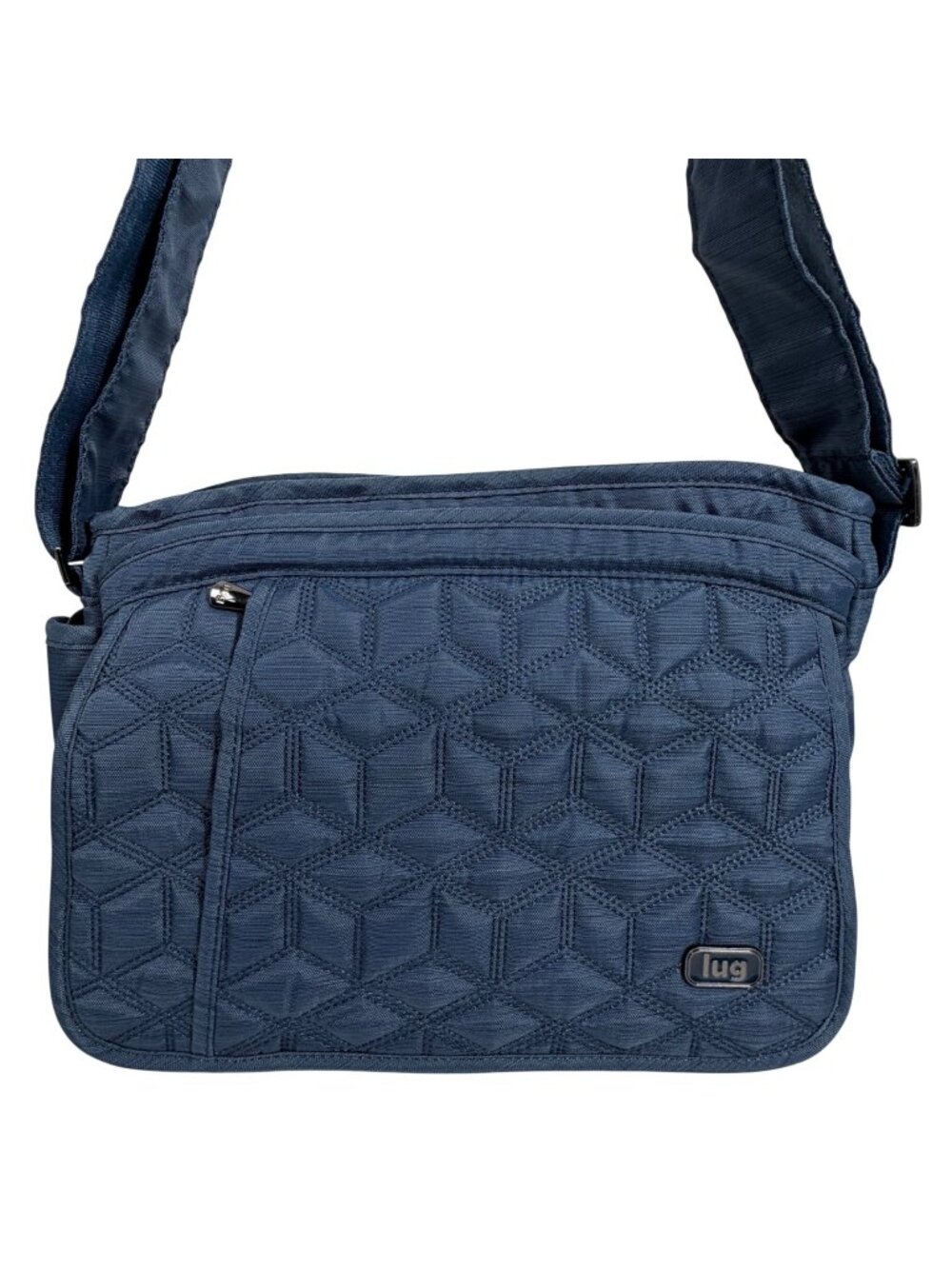 NWOT Lug Wings Blue Quilted Nylon Crossbody Bag Adjust Strap Multi Compartments
